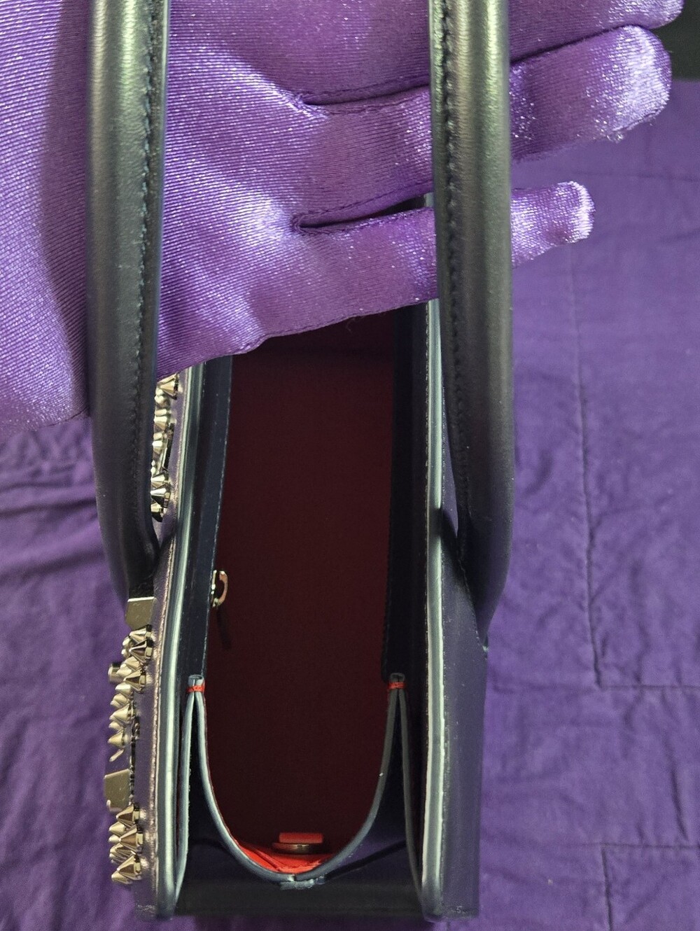 NWOT Rare Christian Louboutin Paloma Iridescent Blue Medium Perle Leather Tote - Picture 7 of 16
